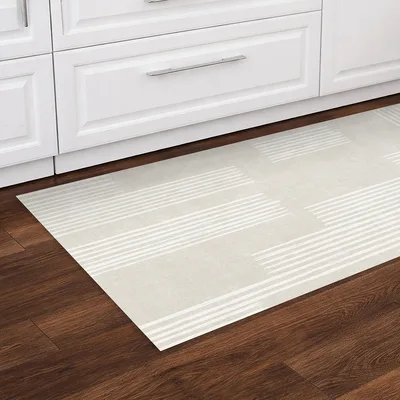 שטיח פי וי סי דקורטיבי למטבח בעיצוב פסים רכים בסגנון סקנדינבי