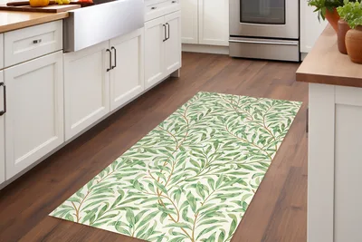שטיח PVC דקורטיבי למטבח בעיצוב עלים וינטג’ בסגנון William Morris
