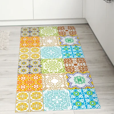 שטיח PVC למטבח דמוי אריחים צבעוניים בעיצוב מרוקאי