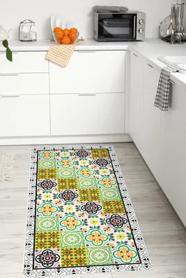 שטיח PVC למטבח דוגמת פסיפס מרוקאי בסגנון וינטג' יוקרתי