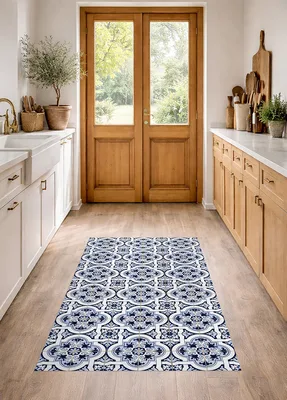 שטיח פי וי סי למטבח בעיצוב אריחי קרמיקה מרוקאי