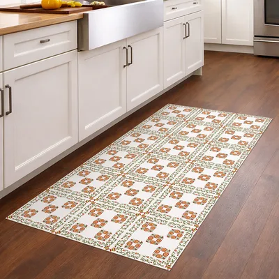 שטיח PVC למטבח בעיצוב פרחוני וינטג’ בסגנון כפרי