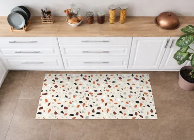 שטיח פי וי סי למטבח בעיצוב טרצו מודרני בגווני בז’ וחום