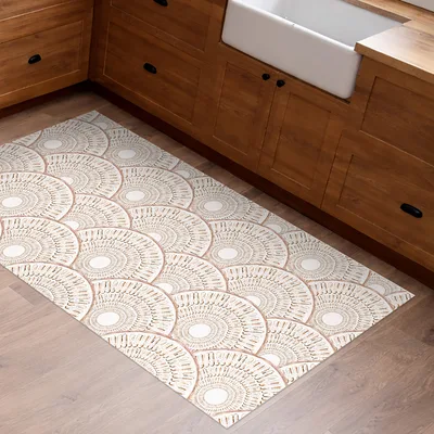 שטיח פי וי סי למטבח בעיצוב מניפה רך בסגנון בוהו בהיר