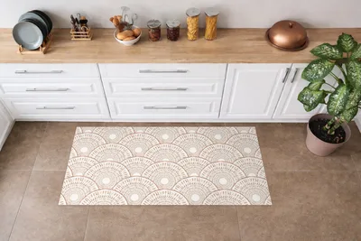 שטיח פי וי סי למטבח בעיצוב מניפה רך בסגנון בוהו בהיר