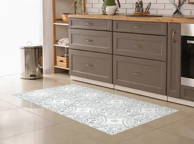 שטיח פי וי סי מעוצב למטבח – אריחים עגולים בסגנון קלאסי