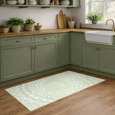 שטיח PVC למטבח מנדלה ירוק בהיר