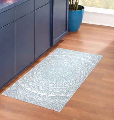 שטיח פי וי סי למטבח מנדלה תכלת בהיר