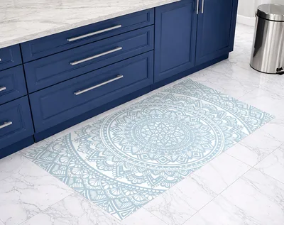 שטיח פי וי סי למטבח מנדלה תכלת בהיר