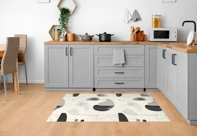 שטיח פי וי סי אבסטרקט שחור אפור מודרני