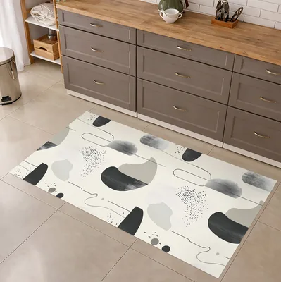 שטיח פי וי סי אבסטרקט שחור אפור מודרני