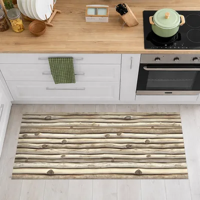 שטיח PVC למטבח דוגמת קורות עץ טבעי עיצוב כפרי