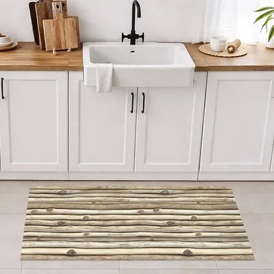 שטיח PVC למטבח דוגמת קורות עץ טבעי עיצוב כפרי