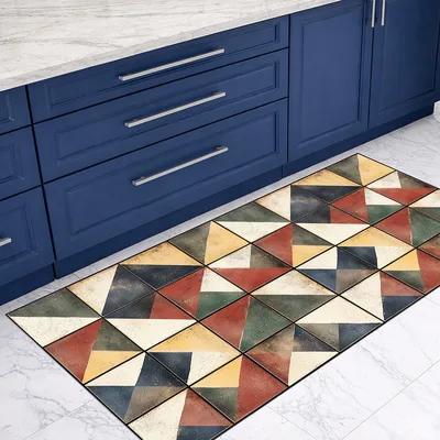 שטיח PVC בעיצוב אריחים גאומטריים צבעוניים