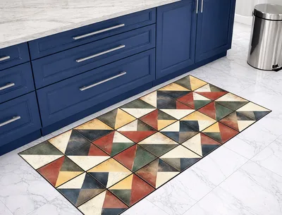 שטיח PVC בעיצוב אריחים גאומטריים צבעוניים