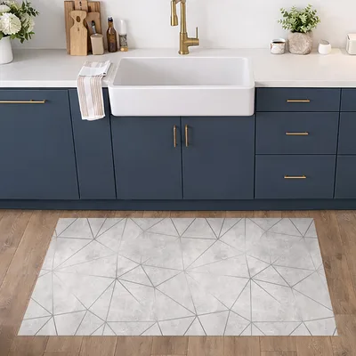 שטיח PVC דוגמת בטון אפור גאומטרי