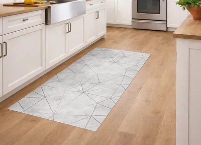 שטיח PVC דוגמת בטון אפור גאומטרי