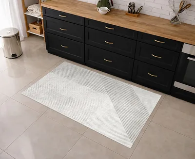 שטיח פי וי סי בעיצוב קווים גאומטריים בהירים