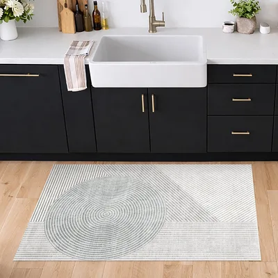 שטיח PVC מעוצב דוגמת קווים ומעגלים מינימליסטית