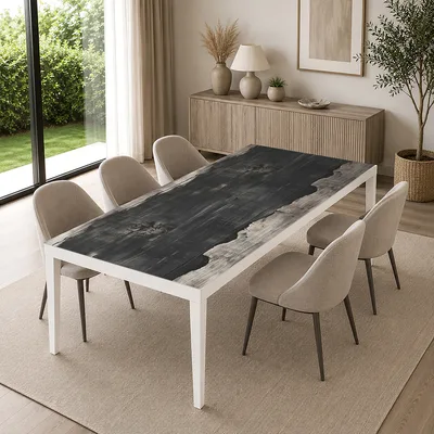 מפת שולחן PVC עץ שחור כפרי