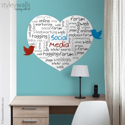 מדבקת קיר להייטק מדיה חברתית Social Media