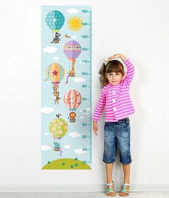 מדבקת קיר מד גובה כדורים פורחים