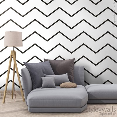 טפט לקיר Chevron זיגזג שחור לבן