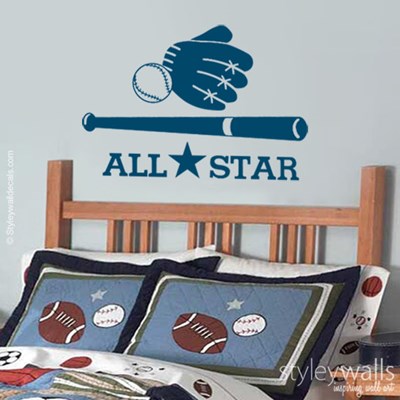 מדבקת קיר לילדים ספורט בייסבול All Stars
