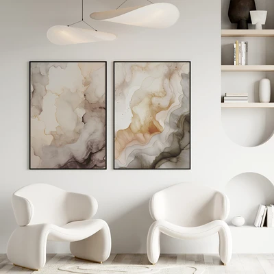 סט תמונות מופשטות לעיצוב סלון מודרני