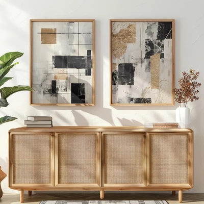 סט תמונות בסגנון גיאומטרי מודרני- Luxury Abstract