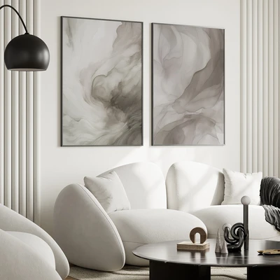 סט פוסטרים אבסטרקט אפור בהיר – זרימה טבעית