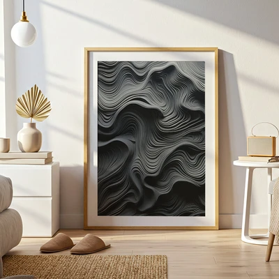 תמונת קיר- אמנות מודרנית מונוכרומית - קווי תנועה
