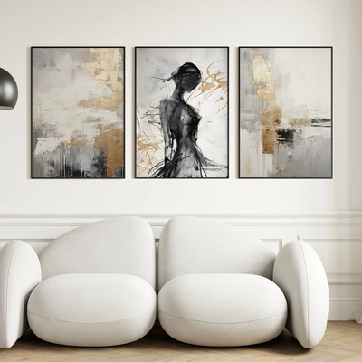 תמונות קיר לעיצוב הבית- אישה מופשטת ואמנות גיאומטרית