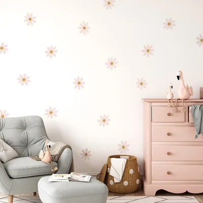 מדבקות קיר פרחי חמניות לעיצוב חדר ילדים