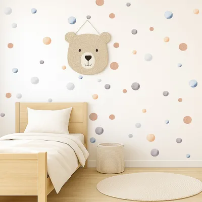 מדבקות קיר עיגולים בוהו – נקודות צבעי מים רכים