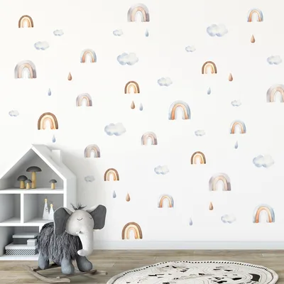 מדבקות קיר קשתות ועננים פסטל – עיצוב חדר ילדים