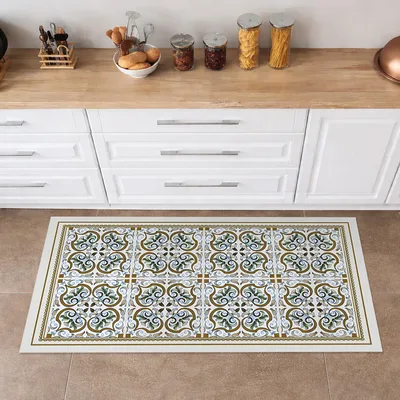 שטיח פי וי סי למטבח בסגנון קרמיקה וינטג’ אירופאי