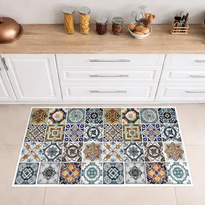 שטיח פי וי סי למטבח בסגנון קרמיקה מרוקאית וינטג’