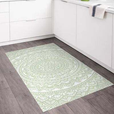 שטיח PVC למטבח מנדלה ירוק בהיר