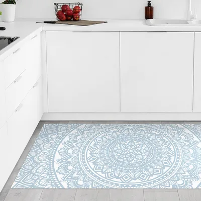שטיח פי וי סי למטבח מנדלה תכלת בהיר