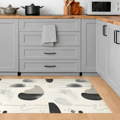 שטיח פי וי סי אבסטרקט שחור אפור מודרני